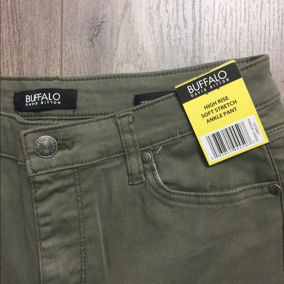 Buffalo David Bitton French Parsley Green Stretch High Rise Ankle Pant NEW - Picture 3 of 4